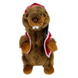 Peluche Marmotte Gilet Rouge - 25 cm