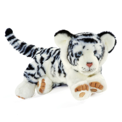 Peluche Tigre Blanc Couché - 35 cm