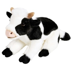 Peluche Vache Noire et Blanche - 26 cm