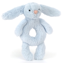 Peluche Hochet Lapin Bleu Bashful
