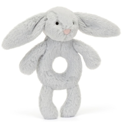 Peluche Hochet Lapin Gris Bashful