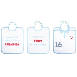 Lot de 3 Bavoirs 1er Âge avec Imprimés Foot - 28 x 32 cm