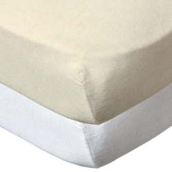 Lot de 2 Draps Housse Blanc et Ecru - 60x120 cm