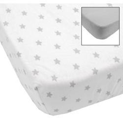 Lot de 2 Draps Housse Etoile et Gris 60x120 cm