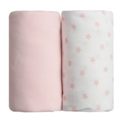 Lot de 2 draps housse Etoiles et Rose  70x140 cm