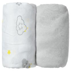 Lot de 2 Draps Housses Nuage Uni Gris - 70x140 cm