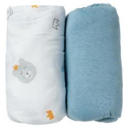 Lot de 2 Draps Housses Ours Roi / Uni Bleu - 70x140 cm