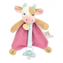Doudou Attache Sucette Vache Pistache