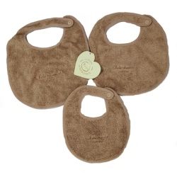 Lot 3 Bavoirs Coton Biologique Naissance Marron