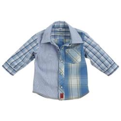 Chemise Manches Longues à Carreaux Bleu Clair