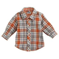Chemise Manches Longues à Carreaux Orange