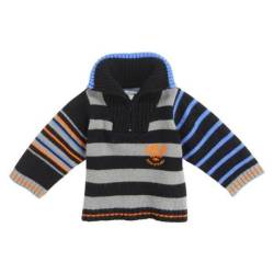 Pull Col Zippé Noir et Gris