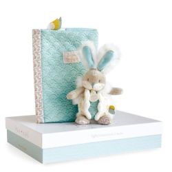 Coffret Protège carnet de santé et doudou vert amande Lapin de Sucre