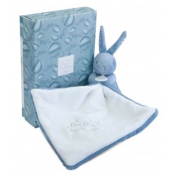 Doudou Lapin avec Mouchoir Lapin Doudou Bleu