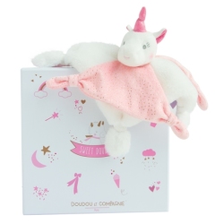 Doudou Licorne Rose