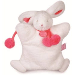 Doudou Marionnette Lapin Pompon Fraise