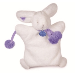 Doudou Marionnette Lapin Pompon Violet