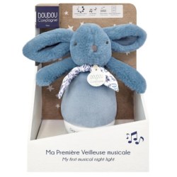 Peluche Culbuto Veilleuse Musicale Lapin Bleu Lapin Doudou