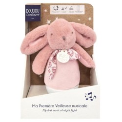 Peluche Culbuto Veilleuse Musicale Lapin Rose Lapin Doudou