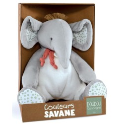 Peluche Eléphant Couleurs Savane - 30 cm