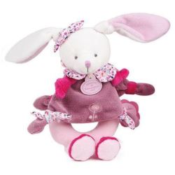 Peluche Hochet Lapin Cerise - 19 cm sans boite