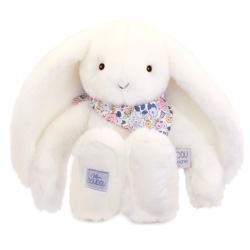 Peluche Lapin Fleurette Blanc - 35 cm