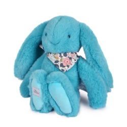 Peluche Lapin Fleurette Turquoise - 25 cm