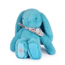 Peluche Lapin Fleurette Turquoise - 35 cm