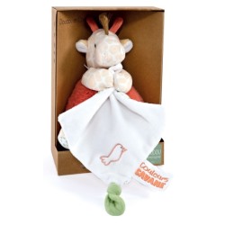 Peluche Pantin Girafe avec Doudou Mouchoir Couleurs Savane
