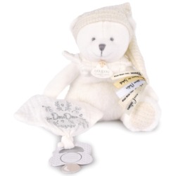 Peluche Pantin Ours Attache Sucette Blanc Anniversaire 25 ans