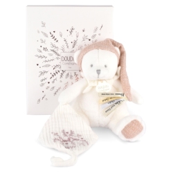 Peluche Pantin Ours Attache Sucette Rose Anniversaire 25 ans