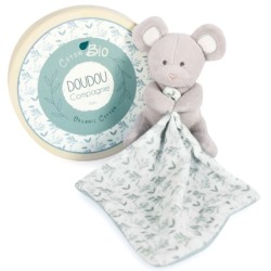 Peluche Souris Grise avec Doudou Botanic Bio
