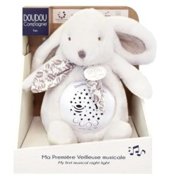 Peluche Veilleuse Musicale Lapin Blanc Lapin Doudou