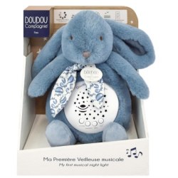 Peluche Veilleuse Musicale Lapin Bleu Lapin Doudou