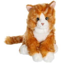 Peluche Chat Roux et Blanc Mimiz - 28 cm