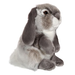Peluche Lapin Bélier Gris - 18 cm