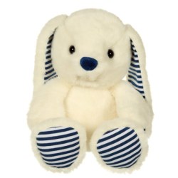 Peluche Lapin Blanc Rayé Bleu Les Marinières - 24 cm
