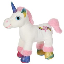 Peluche Licorne Licabella Sparkle Sonore Blanche et Rose 30 cm