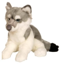 Peluche Loup Allongée Gris - 30 cm