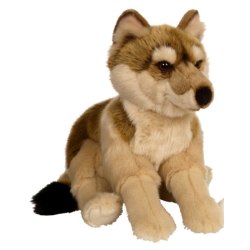 Peluche Loup Allongée Marron - 30 cm