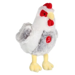 Peluche Poule Sonore Blanche et Grise - 22 cm