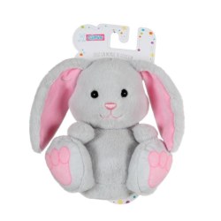 Peluche Ptit Lapin Empreinte gris et rose - 15 cm