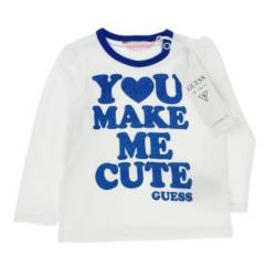 Tee-Shirt Blanc Bleu I Love U Make Me Cute - 18 Mois