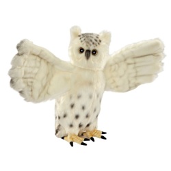 Peluche Chouette Blanche Tête et Ailes Articulées - 31 cm