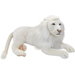 Peluche Lion Blanc Couché - 65 cm