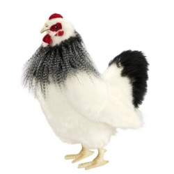 Peluche Poule Noire et Blanche - 31 cm