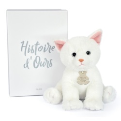 Peluche Bébé Chat Blanc - 18 cm