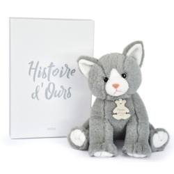 Peluche Bébé Chat Gris Perle - 18 cm