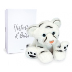 Peluche Bébé Tigre Blanc Terre Sauvage - 18 cm
