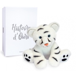 Peluche Bébé Tigre Blanc Terre Sauvage - 25 cm